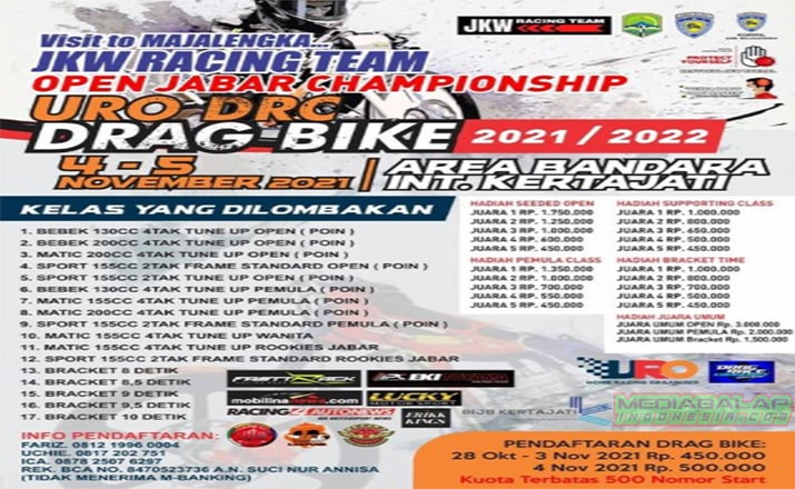 Jadwal JKW Racing Team URO DRC Drag Bike - Open Jabar Championship